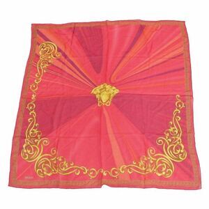 Versace Medusa Gurkha Logo 100% Silk Scarf Red Size 88 X 88cm (34.65in) Ladies
